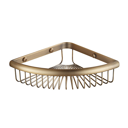 

Bathroom Corner Shelf Multifunction Antique Brass Hollow Scalloped Shape Rack Wall Mounted Brushed 1pc