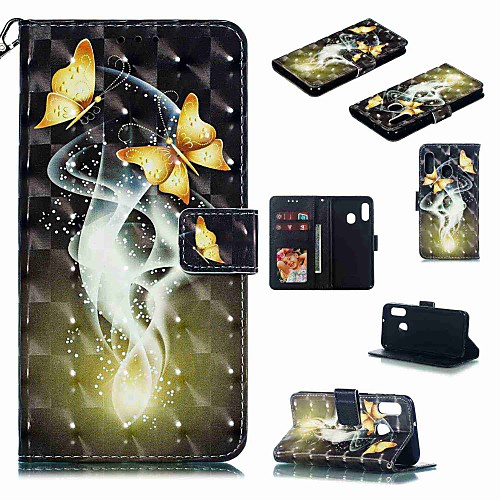 

Case For Samsung Galaxy A6 (2018) / A6 (2018) / Galaxy A7(2018) Wallet / Card Holder / Shockproof Full Body Cases Butterfly / Cartoon Hard PU Leather