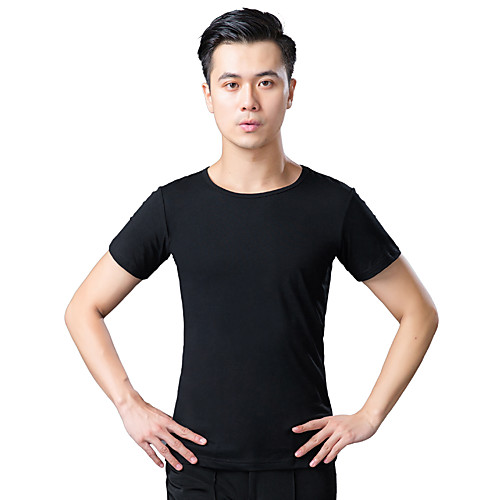 

Latin Dance Top Split Joint Men's Training Performance High Cotton