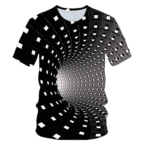 

Men's T shirt Shirt Graphic Geometric 3D Short Sleeve Daily Tops Basic Round Neck Rainbow