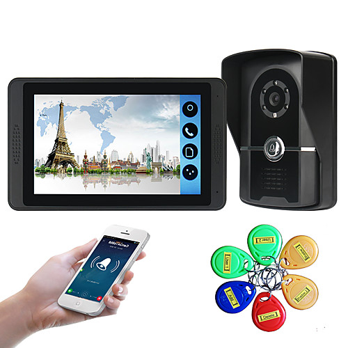 

618FGID11 7 inch capacitive touch screen video camera wired video doorbell wifi / 3G / 4G remote call unlock storage visual intercom external machine ID card function one to one