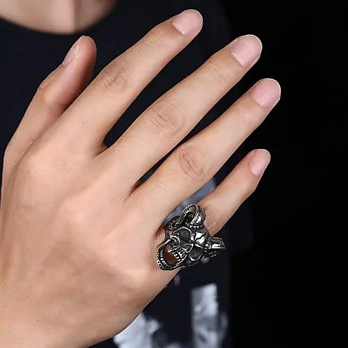 

Band Ring Silver Stainless Steel Titanium Steel Skull Classic Rock Hip-Hop 8 9 10 11 12 / Men's / Statement Ring