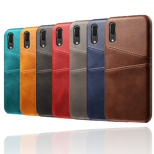 

Case For Huawei Huawei P30 Card Holder / Shockproof / Dustproof Back Cover Solid Colored Hard PU Leather / PC