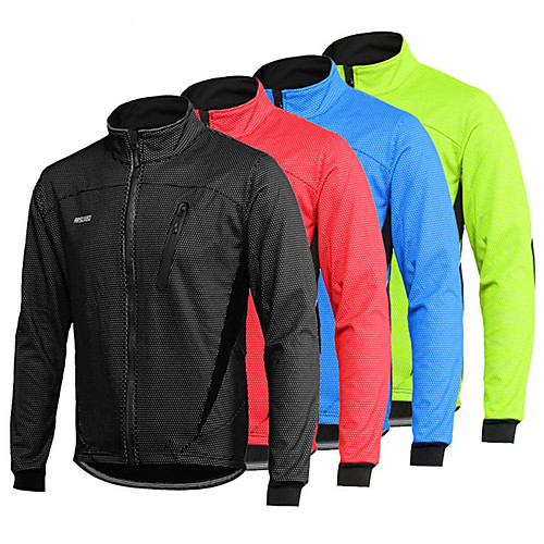 

Arsuxeo Men's Long Sleeve Cycling Jacket Winter Spandex Red Light Green Blue Bike Thermal Warm Windproof Anatomic Design Waterproof Zipper Breathable Sports Mountain Bike MTB Road Bike Cycling