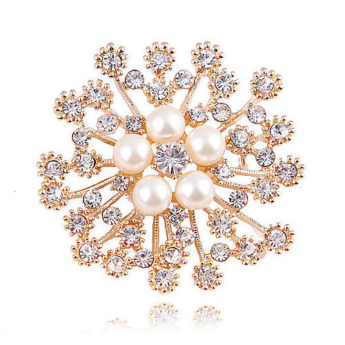 

Women's Synthetic Diamond Brooches Flower Ladies Fashion Classic fancy Imitation Pearl Brooch Jewelry Gold For Wedding Daily Masquerade Engagement Party Prom Date