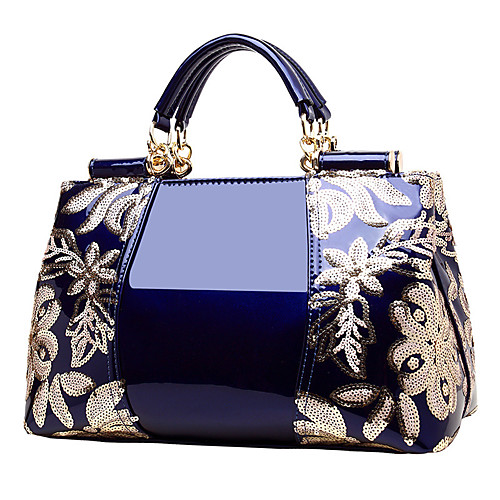 

Women's Bags PU Leather Satchel Sequin Zipper Solid Color Shopping Daily Leather Bags Handbags Wine Black Red Gold