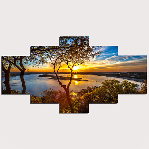 

5 Panel Wall Art Canvas Prints Painting Artwork Picture Landscape Tree River Home Decoration Décor Stretched Frame Ready to Hang
