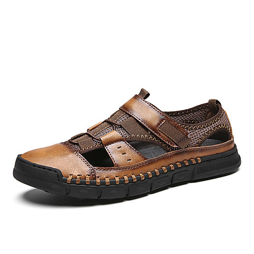 

Men's Summer Casual Daily Sandals Walking Shoes Microfiber Breathable Black / Brown / Gray