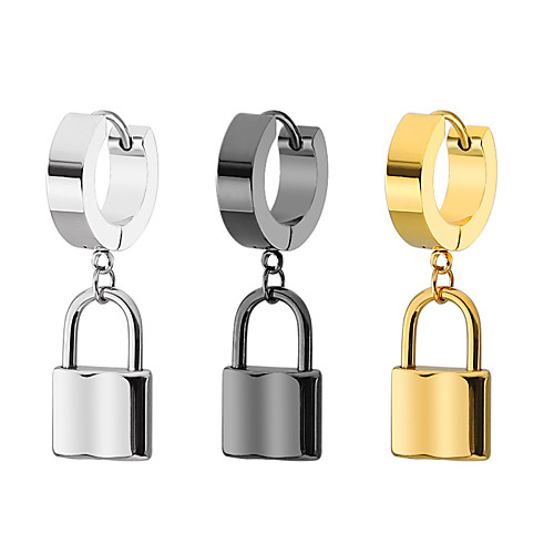 

Men's Earrings Stainless Steel Earrings Jewelry Black / Gold / Silver For Daily Festival 1 Pair