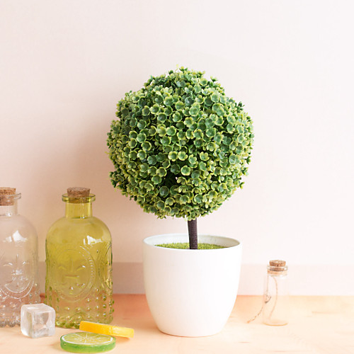 

1Pc Cherry Snowball Simulation Plant Pot Grass Ball Bonsai Small Tree Home Decoration Flower Decoration Creative Mini Ball