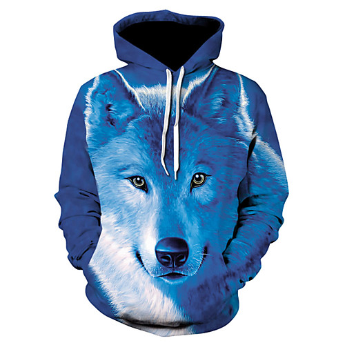 

Men's Hoodie Jacket 3D Animal Hooded Basic Hoodies Sweatshirts Royal Blue