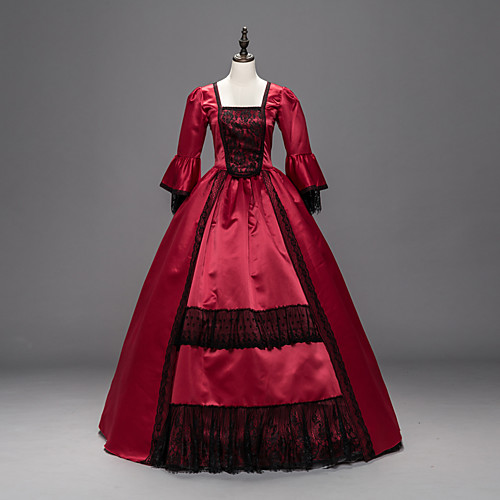 

Princess Maria Antonietta Floral Style Rococo Victorian Renaissance Vacation Dress Dress Party Costume Masquerade Prom Dress Women's Costume Red Vintage Cosplay Christmas Halloween Party / Evening