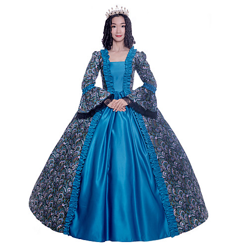 

Princess Maria Antonietta Floral Style Rococo Victorian Renaissance Vacation Dress Dress Party Costume Masquerade Prom Dress Women's Costume Blue Vintage Cosplay Christmas Halloween Party / Evening
