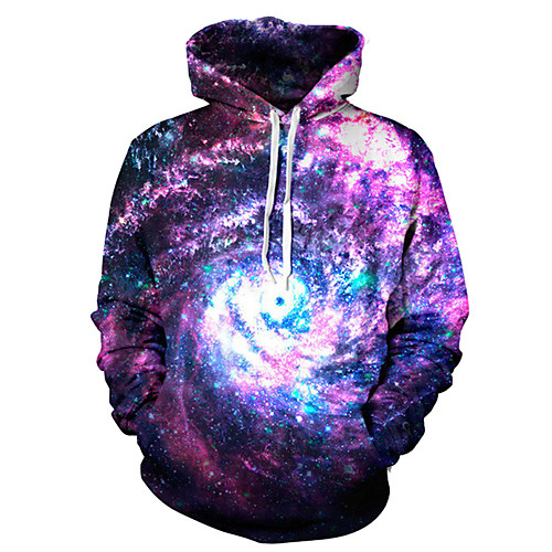 

Men's Hoodie Jacket Galaxy 3D Hooded Basic Hoodies Sweatshirts Loose Purple