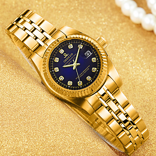 

Women's Quartz Watches Luxury Fashion Gold Stainless Steel Chinese Quartz Gold White Black Water Resistant / Waterproof Calendar / date / day Casual Watch 30 m 1 pc Analog One Year Battery Life