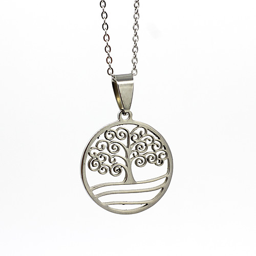 

Men's Women's Silver Pendant Necklace Charm Necklace Classic Tree of Life life Tree Vintage Stainless Steel Silver 50 cm Necklace Jewelry 1pc For Wedding