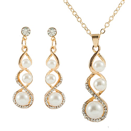 

Women's Drop Earrings Necklace Stylish Elegant Imitation Pearl Rhinestone Earrings Jewelry Gold For Daily 1 set