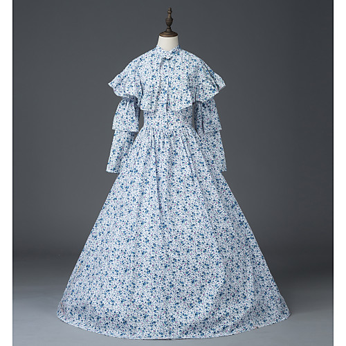 

Princess Maria Antonietta Floral Style Rococo Victorian Renaissance Vacation Dress Dress Party Costume Masquerade Women's Lace Costume LightBlue Vintage Cosplay Christmas Halloween Party / Evening