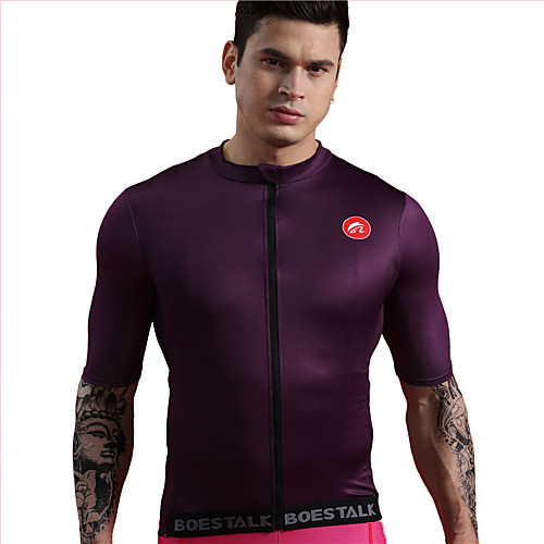 

BOESTALK Men's Short Sleeve Cycling Jersey Summer Violet Solid Color Bike Base Layer Jersey Compression Clothing Mountain Bike MTB Road Bike Cycling UV Resistant Quick Dry Moisture Wicking Sports