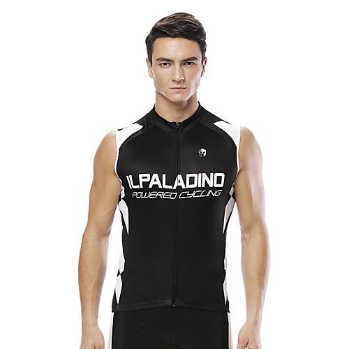 

ILPALADINO Men's Sleeveless Cycling Jersey Summer Polyester Black Geometic Bike Jersey Top Road Bike Cycling UV Resistant Reflective Strips Back Pocket Sports Clothing Apparel