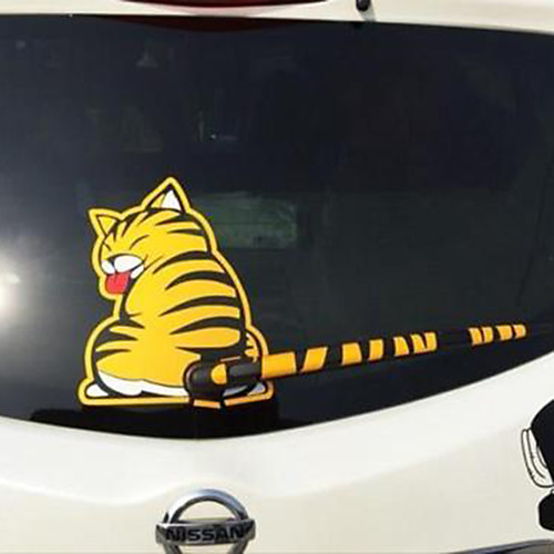 

Cartoon Funny Cat Moving Tail Car Stickers Reflective Vinyl Car Window Wiper Decals