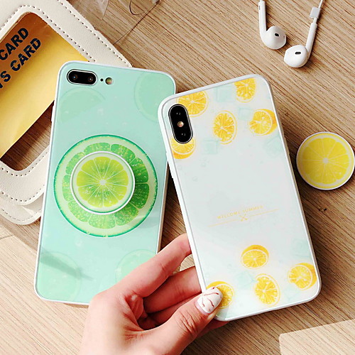 

Case For Apple iPhone X / iPhone 8 Plus / iPhone 8 with Stand / Pattern Back Cover Cartoon Hard Tempered Glass