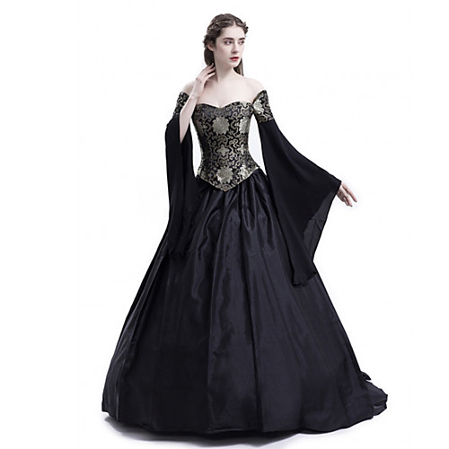 

Princess Maria Antonietta Floral Style Rococo Victorian Renaissance Vacation Dress Dress Party Costume Masquerade Women's Lace Costume Black Vintage Cosplay Christmas Halloween Party / Evening 3/4