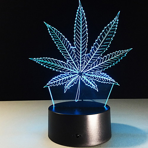 

3D Night Light Maple Leaf LED Colorful Christmas Gift Birthday Date Decoration Acrylic Desk Lamp Touch Sensor USB and Batteries Powered Visual Lamp for Bedside Desk Table Kids Baby Toy