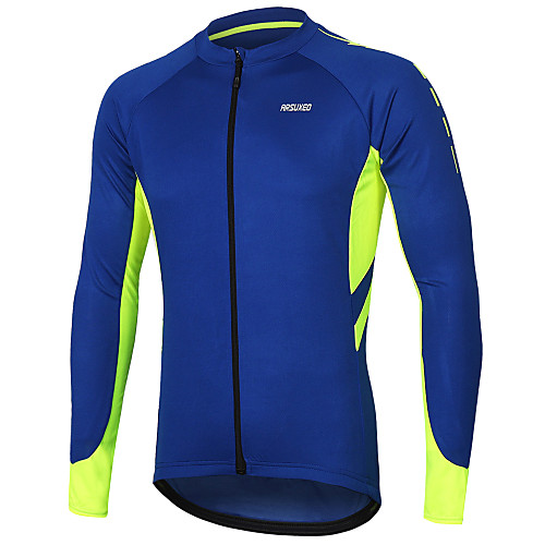 

Arsuxeo Men's Long Sleeve Cycling Jersey Winter Polyester Dark Grey White Yellow Solid Color Bike Jersey Mountain Bike MTB Road Bike Cycling Reflective Strips Back Pocket Sports Clothing Apparel