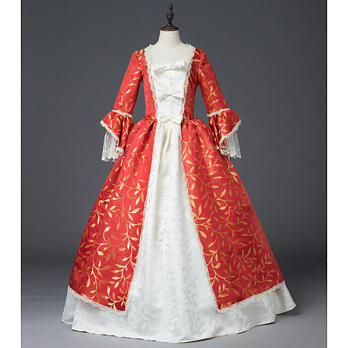 

Princess Maria Antonietta Floral Style Rococo Victorian Renaissance Vacation Dress Dress Party Costume Masquerade Women's Lace Costume Red Vintage Cosplay Christmas Halloween Party / Evening 3/4