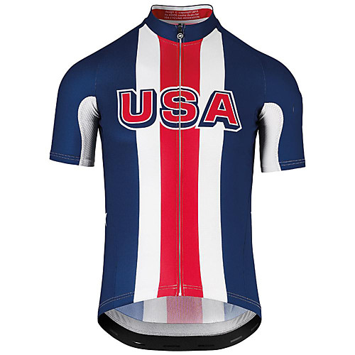 

21Grams American / USA USA National Flag Men's Short Sleeve Cycling Jersey - RedBlue Bike Top UV Resistant Quick Dry Moisture Wicking Sports Summer Terylene Mountain Bike MTB Road Bike Cycling