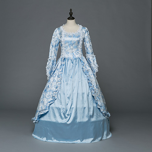 

Princess Maria Antonietta Floral Style Rococo Victorian Renaissance Vacation Dress Dress Party Costume Masquerade Women's Lace Costume Blue Vintage Cosplay Christmas Halloween Party / Evening 3/4