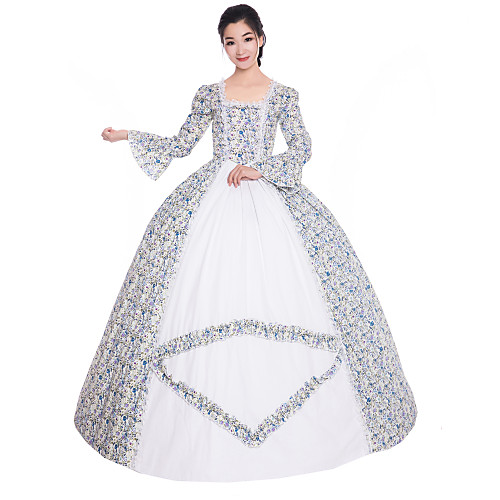 

Princess Maria Antonietta Floral Style Rococo Victorian Renaissance Vacation Dress Dress Party Costume Masquerade Prom Dress Women's Costume Blue Vintage Cosplay Christmas Halloween Party / Evening