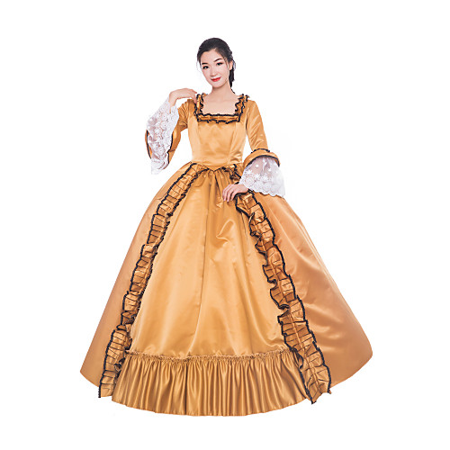 

Princess Maria Antonietta Floral Style Rococo Victorian Renaissance Vacation Dress Dress Party Costume Masquerade Women's Costume Yellow Vintage Cosplay Christmas Halloween Party / Evening 3/4 Length