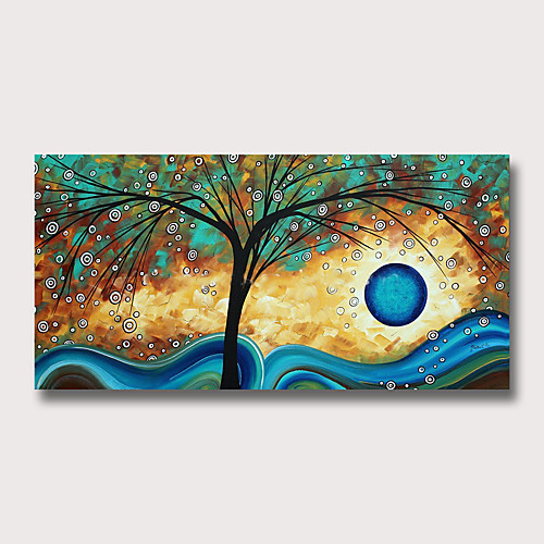 

Oil Painting Hand Painted Horizontal Abstract Floral / Botanical Modern Rolled Canvas (No Frame)