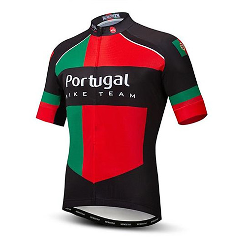 

21Grams Portugal National Flag Men's Short Sleeve Cycling Jersey - Black / Red Bike Top UV Resistant Quick Dry Moisture Wicking Sports Summer Terylene Mountain Bike MTB Road Bike Cycling Clothing