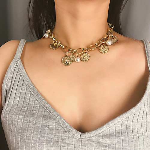 

Women's Pendant Necklace Necklace Fashion Elegant Aluminum Chrome Gold Silver 31 cm Necklace Jewelry 1pc For Gift Daily Carnival Holiday Festival