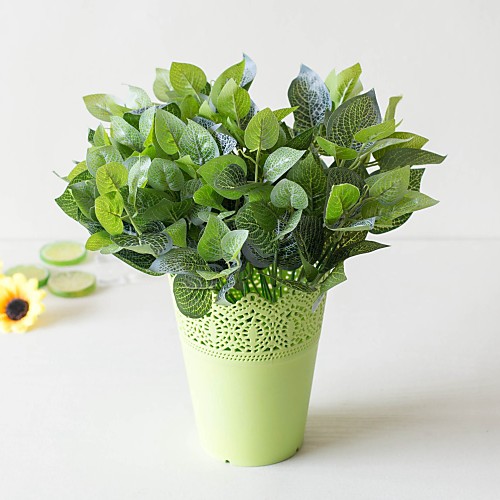 

1pc Simple Creative Simulation Plant Potted Green Leaves Engineering Green Leaves 18 Fork Turtle Back Leaves Office Living Room Study Decoration Green Plants