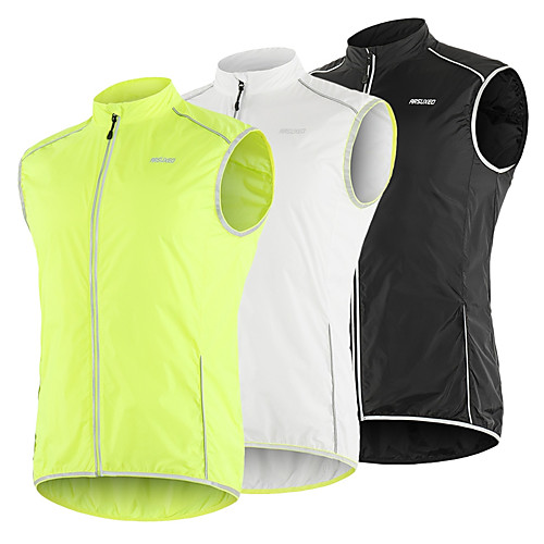 

Arsuxeo Men's Cycling Vest White Black Green Solid Color Bike Windproof UV Resistant Quick Dry Sports Solid Color Mountain Bike MTB Road Bike Cycling Clothing Apparel / Athletic