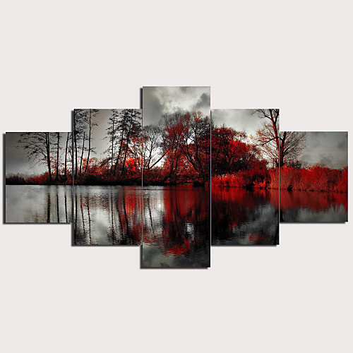 

5 Panel Wall Art Canvas Prints Painting Artwork Picture Landscape Lake Tree Home Decoration Décor Stretched Frame Ready to Hang