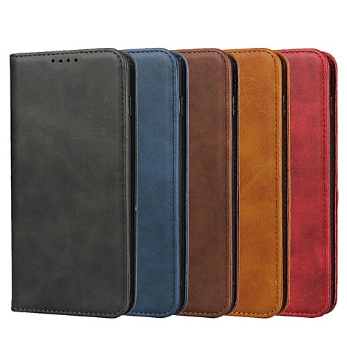 

Cattle Hide Case For Samsung Galaxy S8 Plus / S9 Plus Flip / with Stand / Shockproof Full Body Cases Solid Colored Hard Genuine Leather for Galaxy S10 / Galaxy S10 Plus / Galaxy S10 E