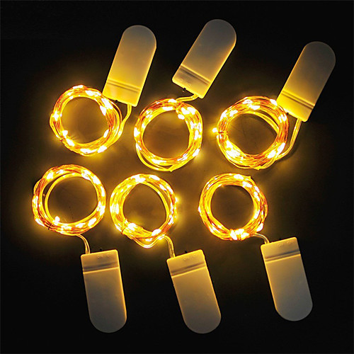 

6PCS Led Lights CR2032 Button Battery Operated 1M 10led LED String Light Garland Xmas Wedding party Christmas Decoration