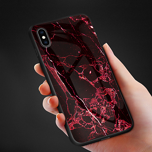 

Case For Apple iPhone XS / iPhone XR / iPhone XS Max Pattern Back Cover Solid Colored Hard Tempered Glass