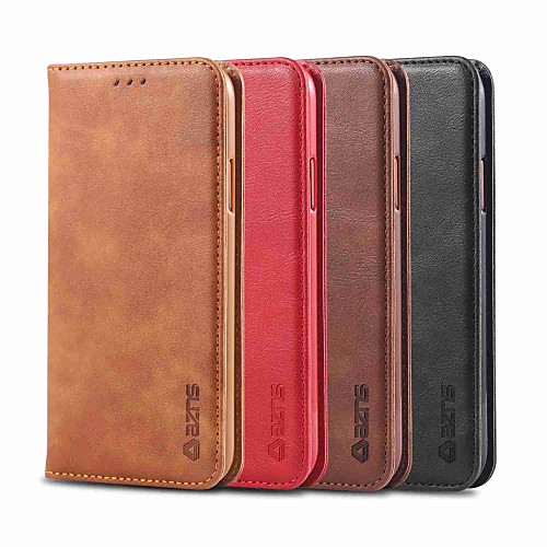 

Case For Apple iPhone XS / iPhone XR / iPhone XS Max Card Holder / Shockproof / with Stand Full Body Cases Solid Colored Hard PU Leather