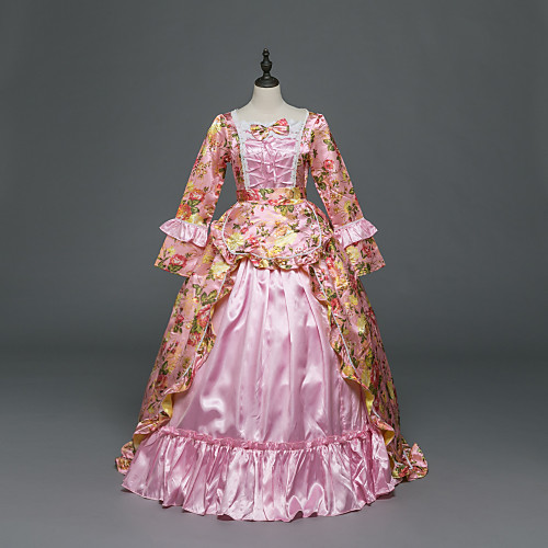 

Princess Maria Antonietta Floral Style Rococo Victorian Renaissance Vacation Dress Dress Party Costume Masquerade Women's Costume Pink Vintage Cosplay Christmas Halloween Party / Evening 3/4 Length