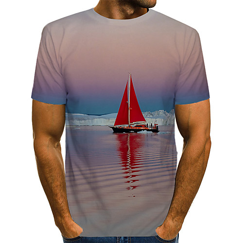 

Men's T shirt Shirt Color Block 3D Skull Print Short Sleeve Daily Wear Tops Streetwear Exaggerated Round Neck Gray / Club