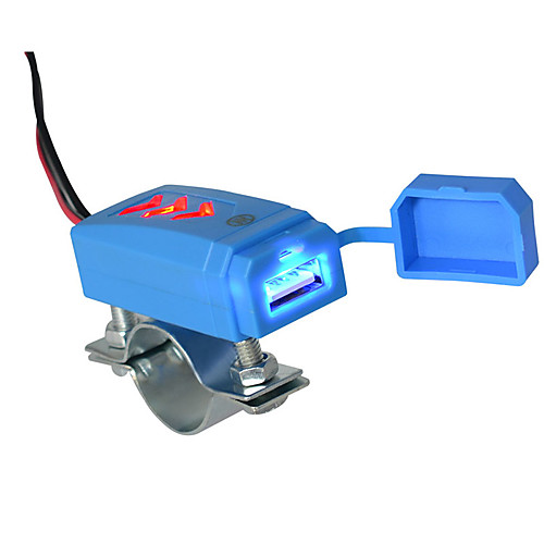 

Car Motorcycle USB Mobile Phone Charger with Blue Indicator 2.1A