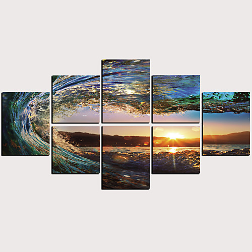 

5 Panel Wall Art Canvas Prints Painting Artwork Picture Landscape Sea Surf Wave Home Decoration Décor Rolled Canvas No Frame Unframed Unstretched