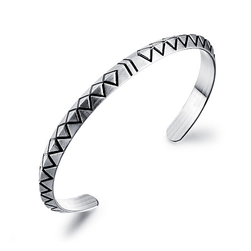 

Men's Cuff Bracelet Retro U Shape Statement Stylish Punk Trendy Rock Titanium Steel Bracelet Jewelry Silver / Black For Party Gift Daily Carnival Club