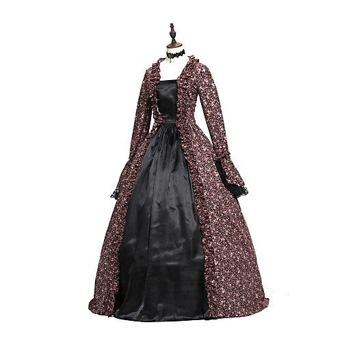 

Princess Maria Antonietta Floral Style Rococo Victorian Renaissance Vacation Dress Dress Party Costume Masquerade Women's Costume Brown black Vintage Cosplay Christmas Halloween Party / Evening 3/4